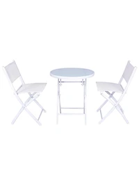 3 Pcs Folding Bistro Table Chairs Set Garden Backyard Patio Furniture