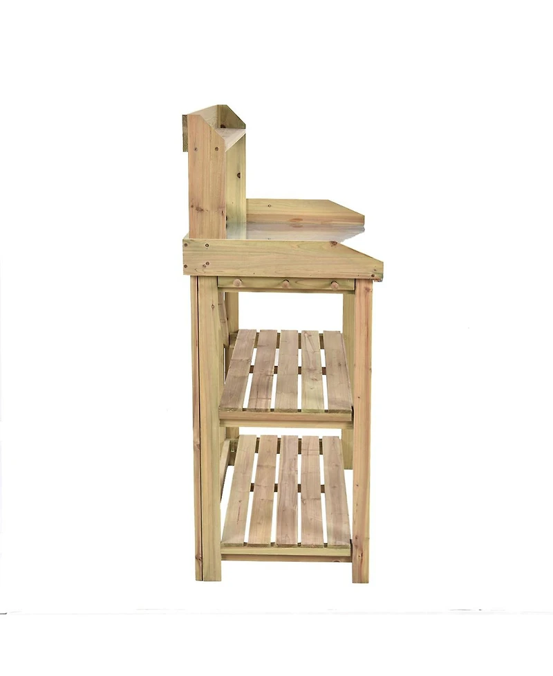 Outdoor Garden Wooden Potting Work Bench Station Planting Workbench W/ 3 Shelf