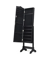 Mirrored Jewelry Cabinet Mirror Organizer Storage Box Stand