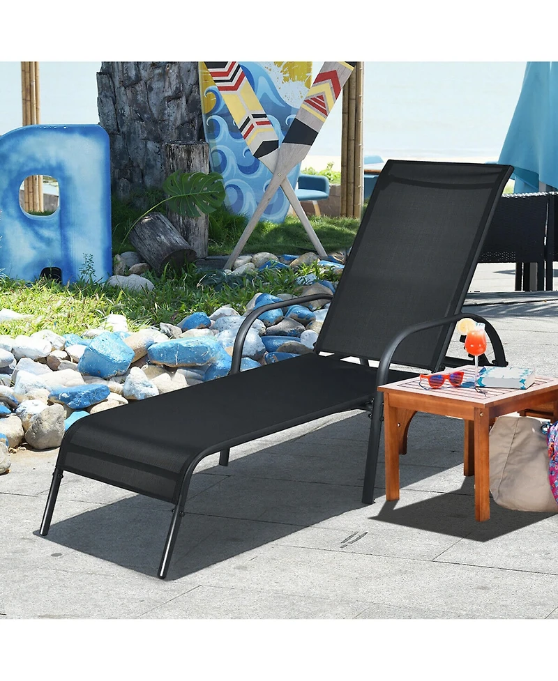 Patio Chaise Lounge Outdoor Folding Recliner Chair