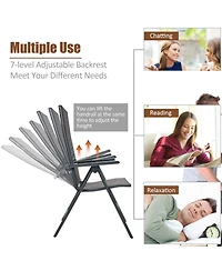 2PCS Patio Folding Dining Chairs Aluminum Adjustable Back