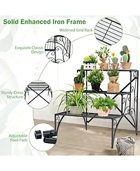 3 Tier Stair Style Metal Plant Stand Garden Shelf Flower Pot