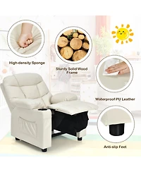 Kids Youth Recliner Chair Pu Leather w/Cup Holders & Side Pockets