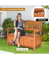 42'' Storage Bench Deck Box Solid Wood Seating Container Tools Toys