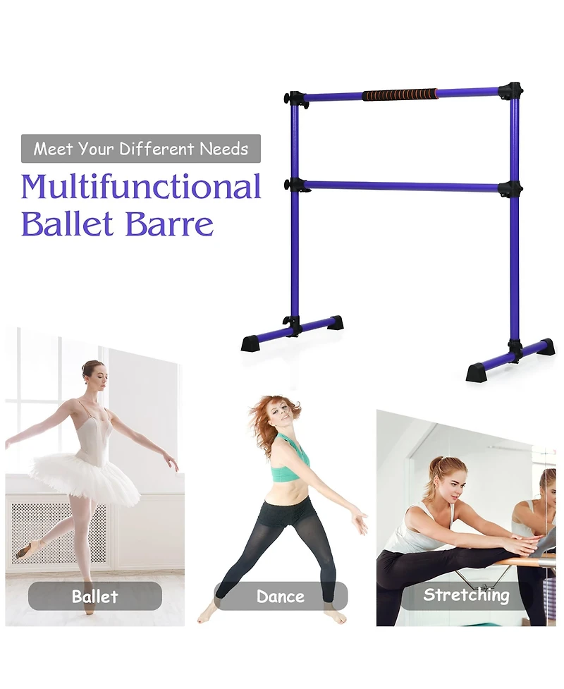 Portable Ballet Barre 4ft Freestanding Adjustable Double Dance Bar