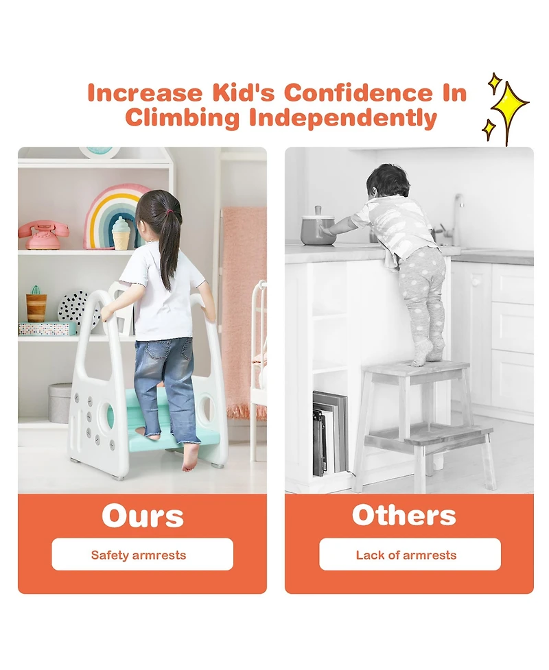 Costway Boys Step Stool Helper w/Armrest for Kitchen Toilet Potty Training