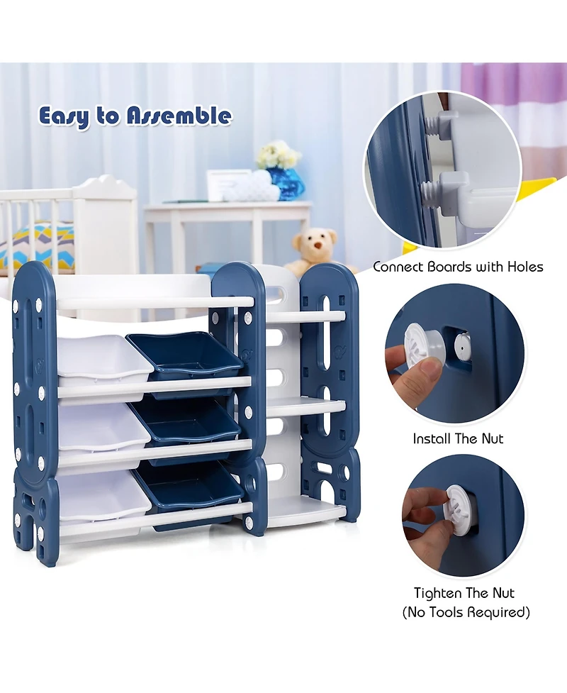 Kids Toy Storage Organizer w/ Bins & Multi-Layer Shelf for Bedroom Playroom