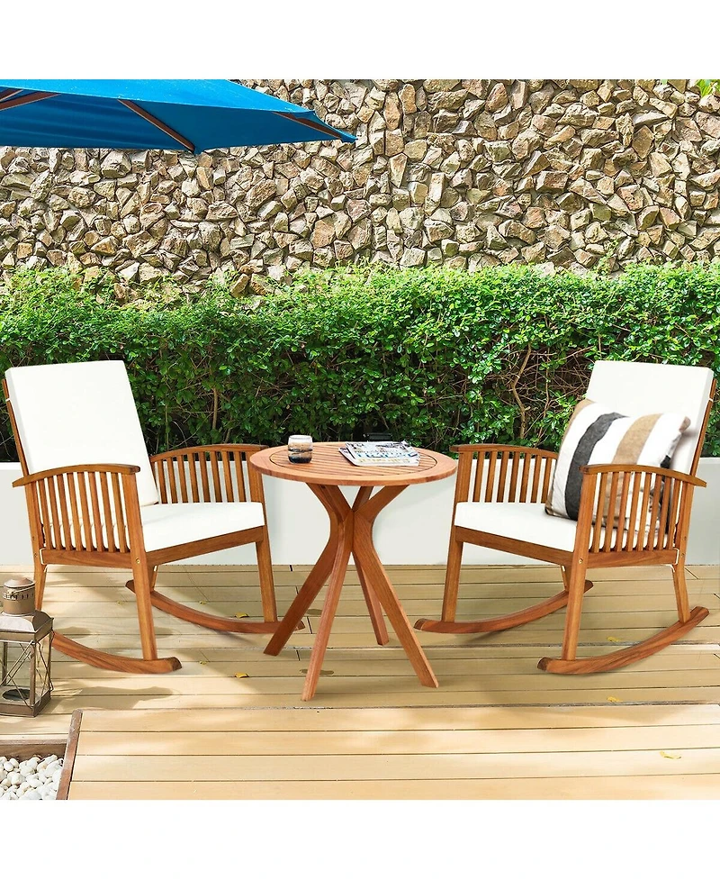 Inolait 27 InchOutdoor Round Solid Wood Coffee Side Bistro Table