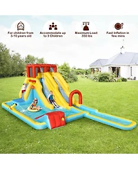 7-in-1 Inflatable Dual Slide Water Park Bounce House Without Blower