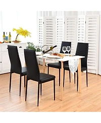 Sugift Set of 4 High Back Dining Chairs with Pvc Leather and Non-Slip Feet Pads