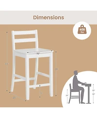 24-Inch Wooden Bar Stools Set of with Ergonomic Backrest Counter Height Stools