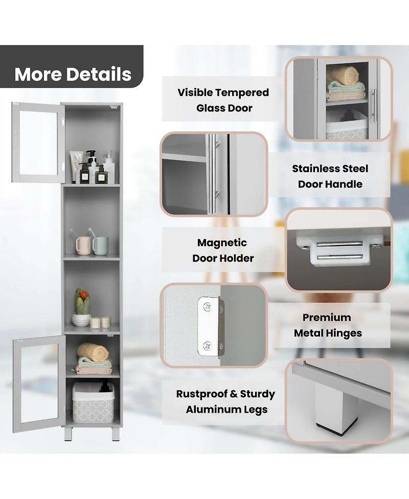 71'' Tall Tower Bathroom Storage Cabinet Organizer Display Shelves Bedroom