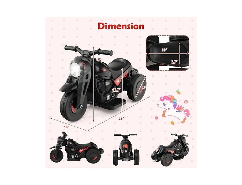 Slickblue 6V Kids Electric Ride on Motorcycle with Bubble Maker and Music