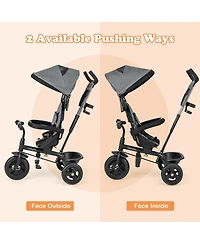Slickblue 4-in-1 Baby Trike Kids Tricycle with Removable Canopy and Adjustable Push Handle