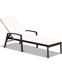 Inolait Outdoor Adjustable Reclining Patio Rattan Lounge Chair with Backrest