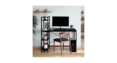 Slickblue 4 Tier Storage Shelves Computer Desk-Black