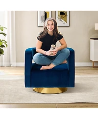 Carisa Contemporary Swivel Barrel Chair with Metal Base