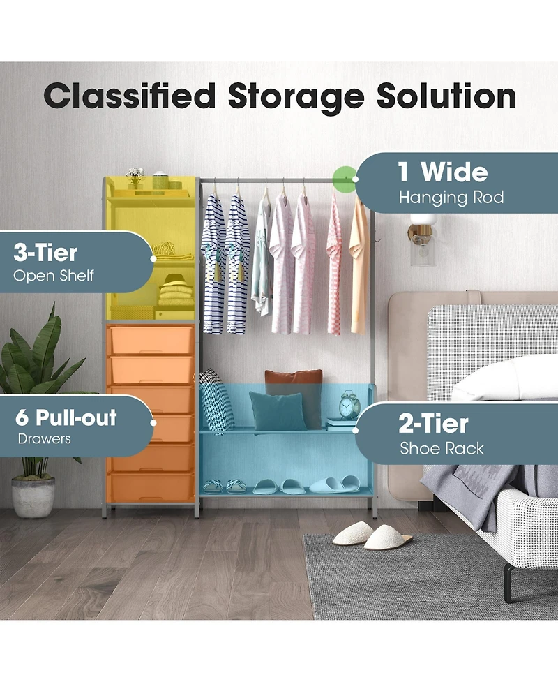 Sugift Free Standing Closet Organizer with Removable Drawers and Shelves