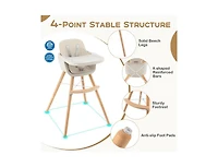 Slickblue Kids 3-in-1 Convertible Wooden High Chair with Cushion-Light Gray