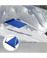 Inolait 21 Feet Adjustable Aluminum Snow Roof Rake with Wheels and Oxford Slide
