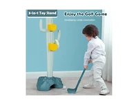 Slickblue Toddler 3-in-1 Cactus Toy Stand Sports Activity Center with Golf and Ring-Toss