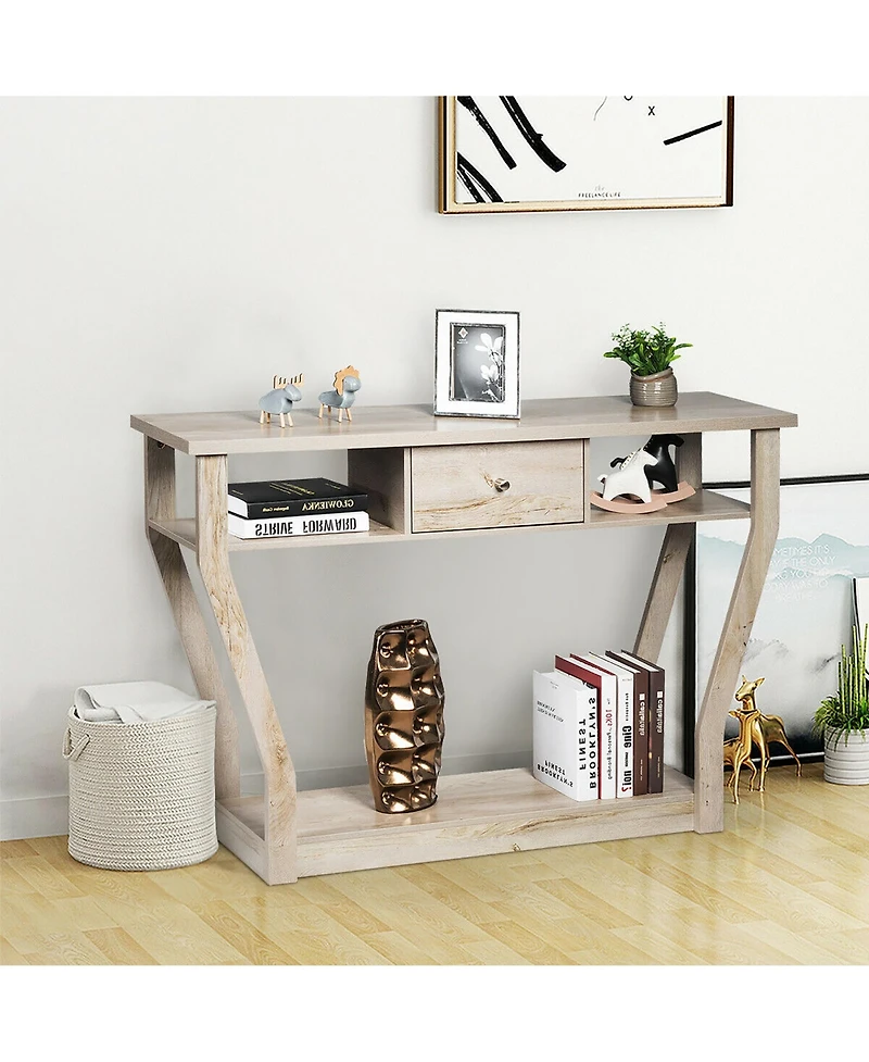 Costway Modern Sofa Accent Table with Drawer Entryway Hallway Hall