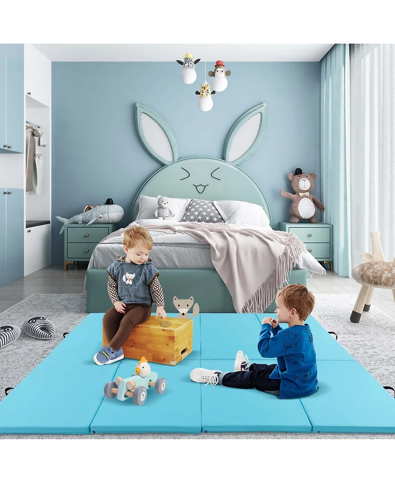 10' x 4' 2" 4-Panel Folding Exercise Mat with Carrying Handles for Gym Yoga