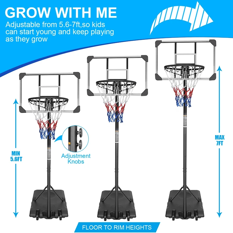 Simplie Fun Adjustable Portable Basketball Hoop System with Stable Base