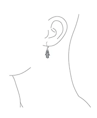 Bling Jewelry Amulet Talisman Hamsa Hand Of God Floral Filigree Dangle Earrings Oxidized Sterling Silver Leverback