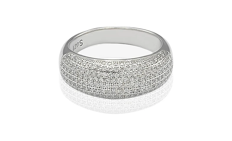 Suzy Levian Sterling Silver Cubic Zirconia Anniversary Band Ring