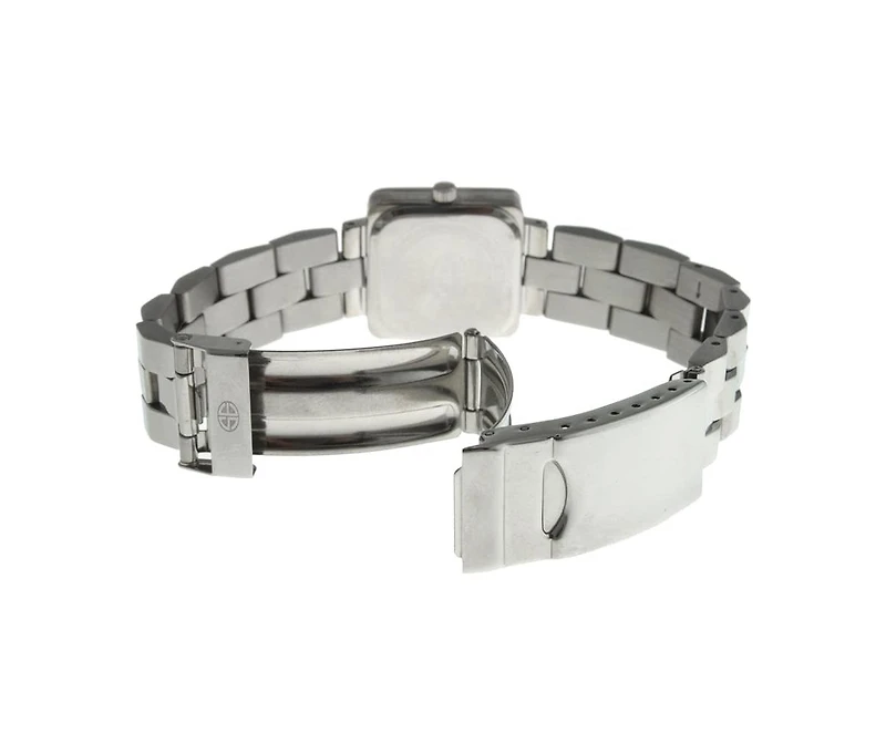 Swiss Edition Women's Silver Luxury Small Square Link Bracelet White Dial Watch