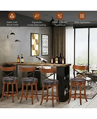 Sugift Set of 2 Bar Stools 360-Degree Swivel Dining Bar Chairs with Rubber Wood Legs