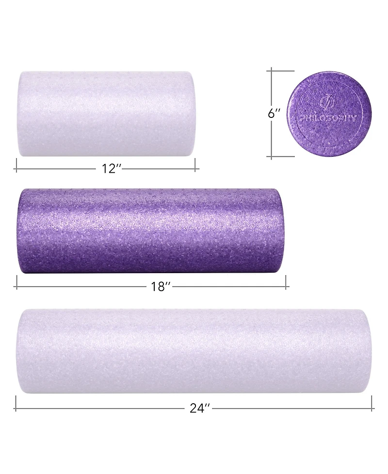 Philosophy Gym 18" High-Density Foam Roller for Exercise, Massage, Muscle Recovery - Round, Purple