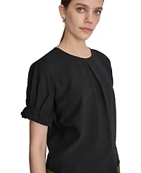 Dkny Women's Puff-Sleeve Pleated Blouse