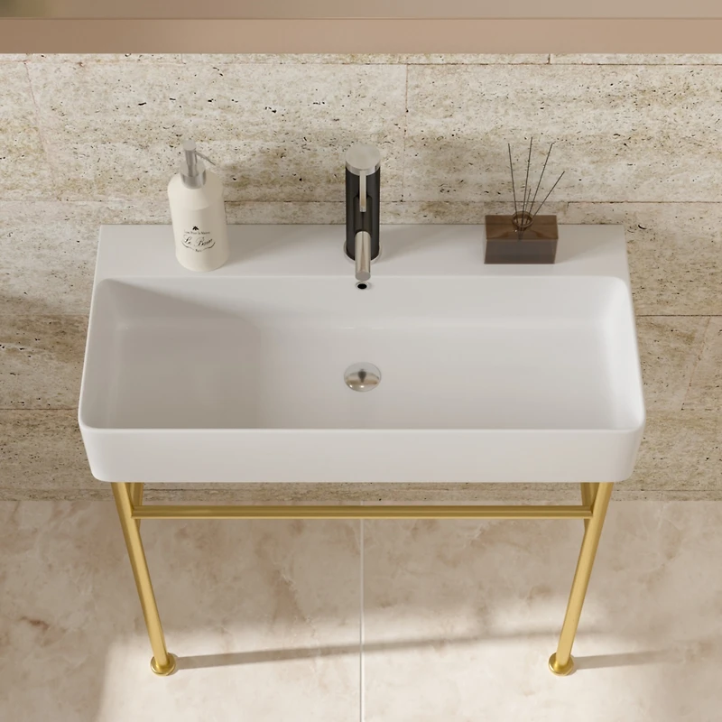 Streamdale Bathroom Console Sink with Gold Legs
