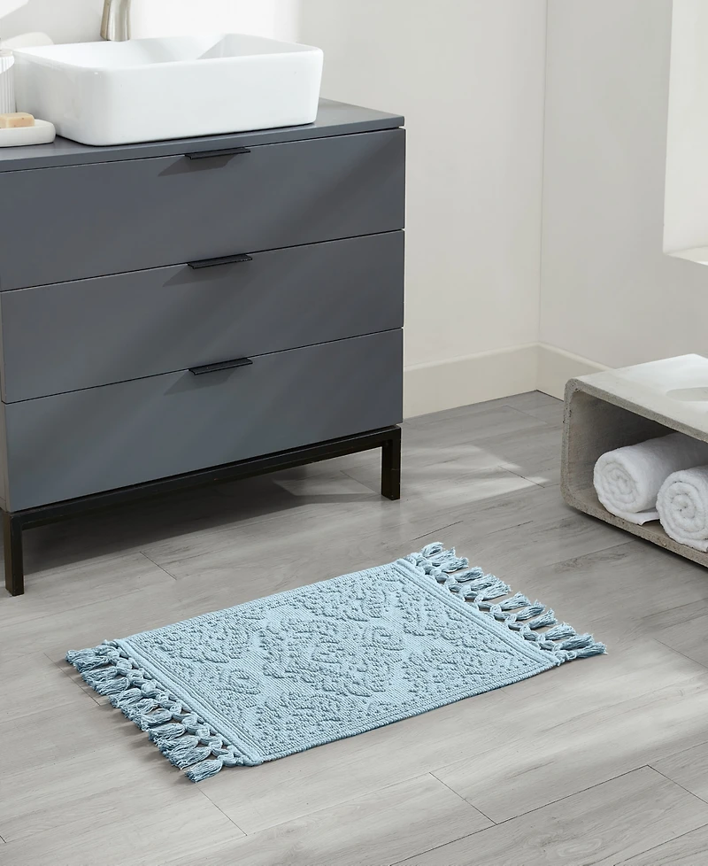 Jean Pierre New York Ricardo Fringe Cotton Bath Rug 17" x 31"