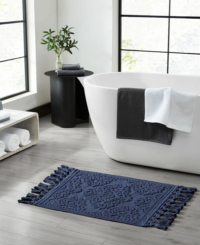 Jean Pierre New York Ricardo Fringe Cotton Bath Rug 17" x 31"