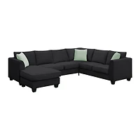 Streamdale Furniture 7-Seat L-Shape Modular Sectional Sofa Set with Ottoman