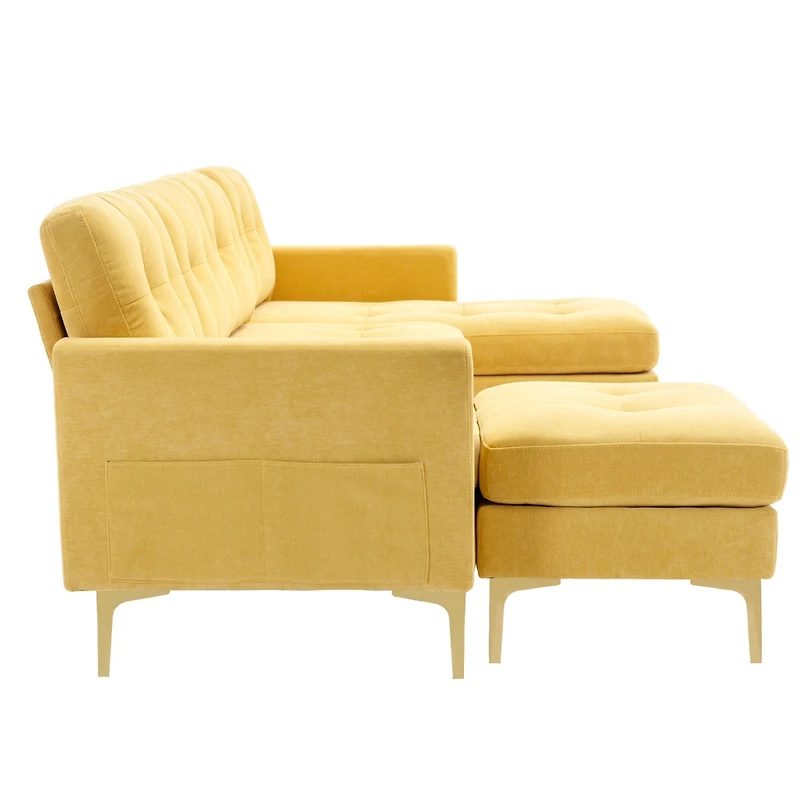 Streamdale Furniture 110" L-Shape Convertible Sectional Sofa with Ottoman