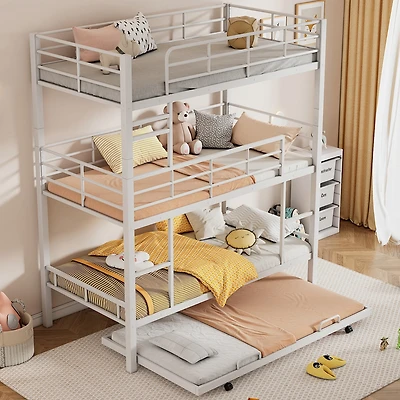 Streamdale Metal Twin Triple Bunk Bed With Trundle