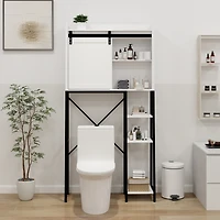 Barn Door Over-The-Toilet Cabinet with Adjustable Shelves
