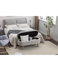 Streamdale Velvet Storage Bench with Wood Legs