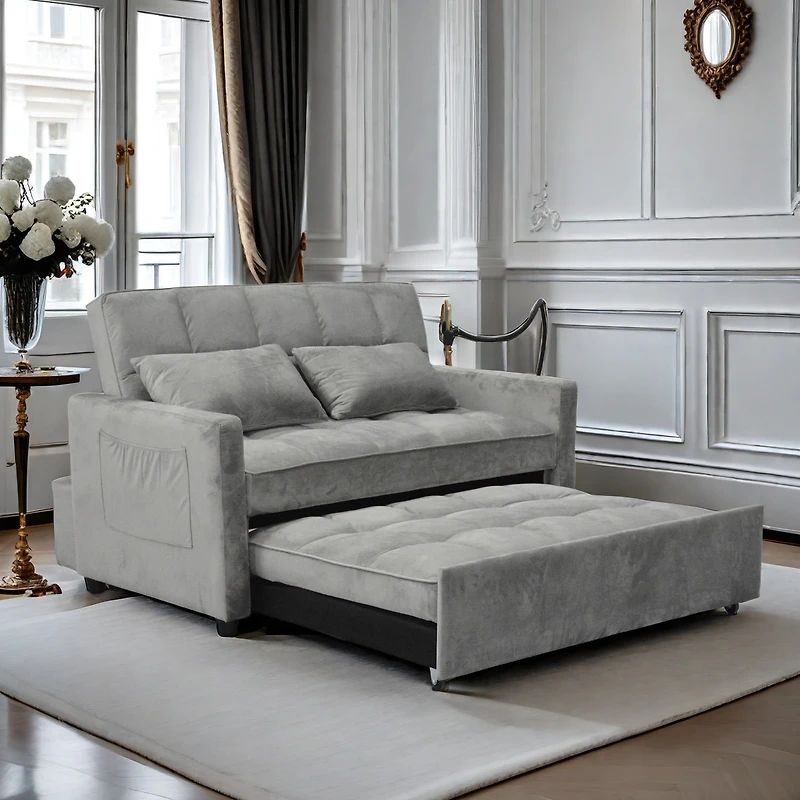 Streamdale Furniture Luxurious Velvet Sofa Bed Perfect for Small Spaces with Easy Assembly