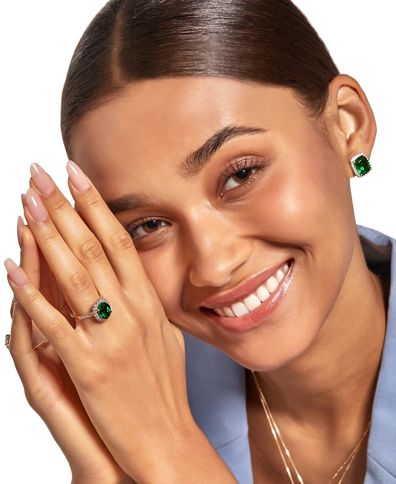 Grown With Love Lab Emerald (7-5/8 ct. t.w.) & Diamond (1/2 Halo Stud Earrings 14k Gold