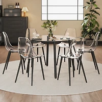 Glass Table & Chairs - Black Metal