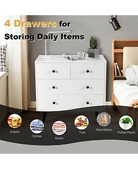 Sugift 4 Drawers Dresser Chest of Drawers Free Standing Sideboard Cabinet