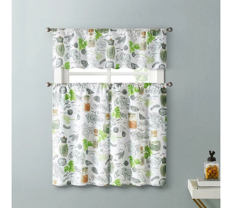 Kate Aurora Country Multi Spice Medley Complete 3 Piece Kitchen Curtain Tier & Valance Set