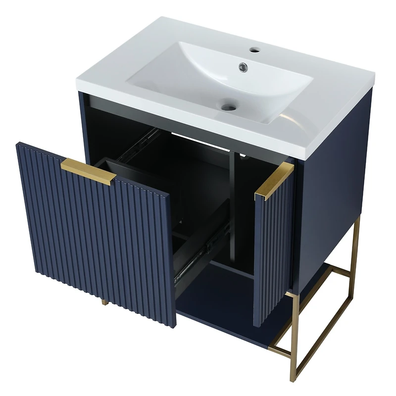 Streamdale 30 Inch Freestanding Bathroom Vanity With Resin Basin, 30x18