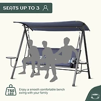 Streamdale Furniture Steel 3-Seater Swing Porch Swing With Canopy