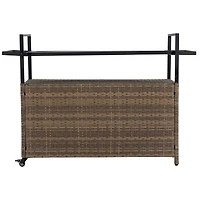 Streamdale Outdoor Wicker Bar Cart with Glass Top